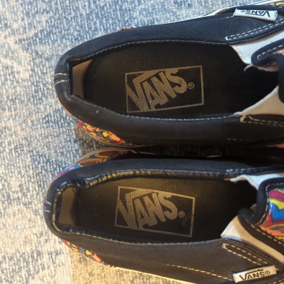 Vans Psychedelic Hippie Multi Color Peace Sign Skull Rainbow Slip On M5/W6.5 - Picture 5 of 8